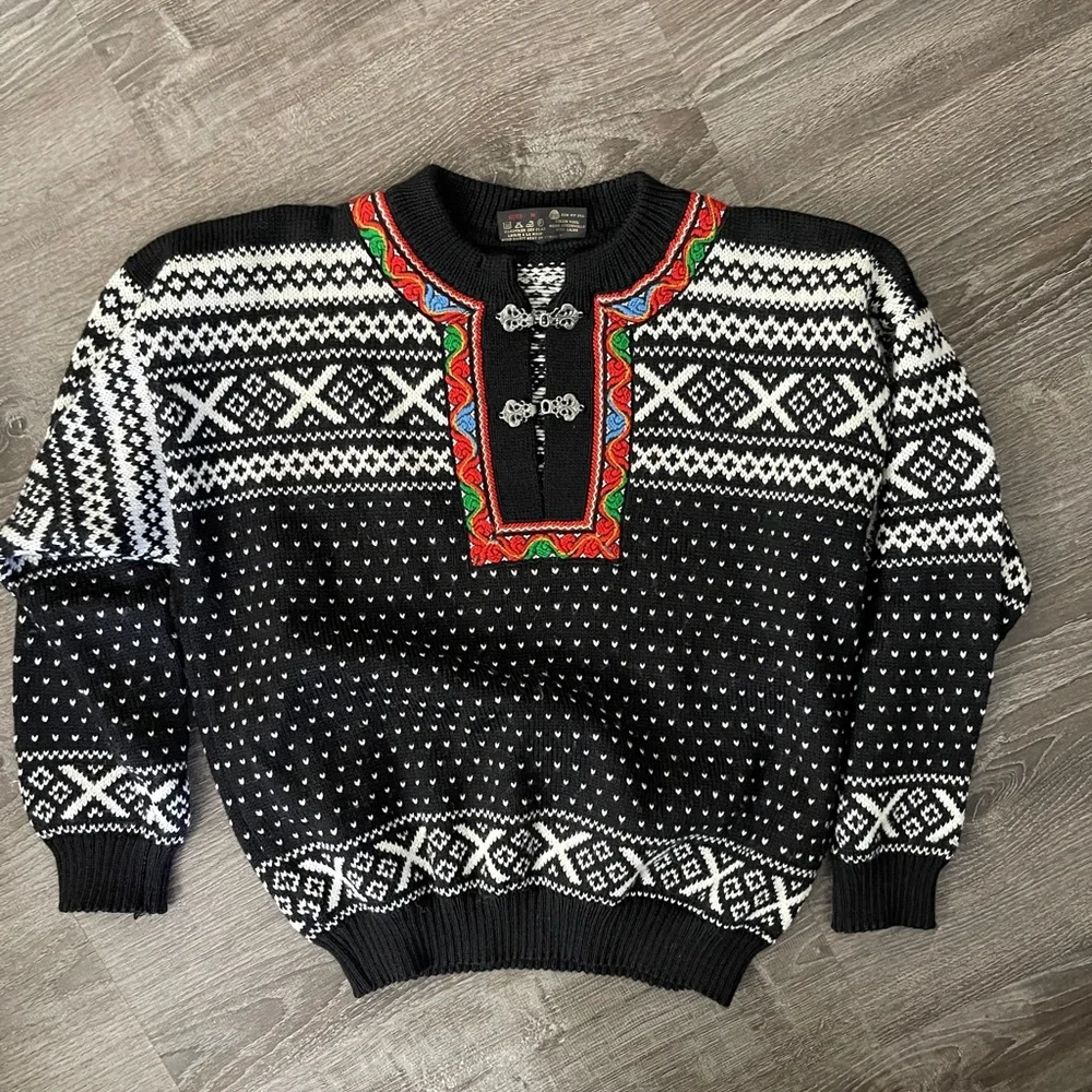 Nordstrikk Norway 100% Virgin Wool Nordic Sweater Men’s M Setesdal Pewter Clasps - Picture 7 of 7